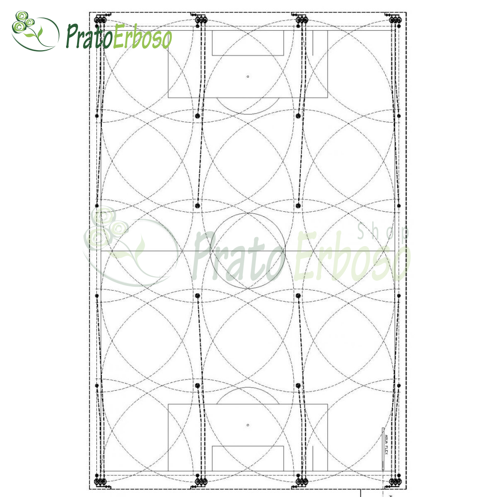 El proyecto de riego de césped natural fútbol 24 aspersores - Prato Erboso