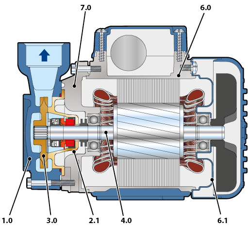 Section of the PQ pump